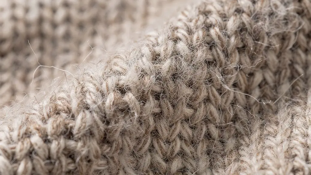 Gros plan texture maille pull écoresponsable montrant les fibres naturelles de laine et alpaga
